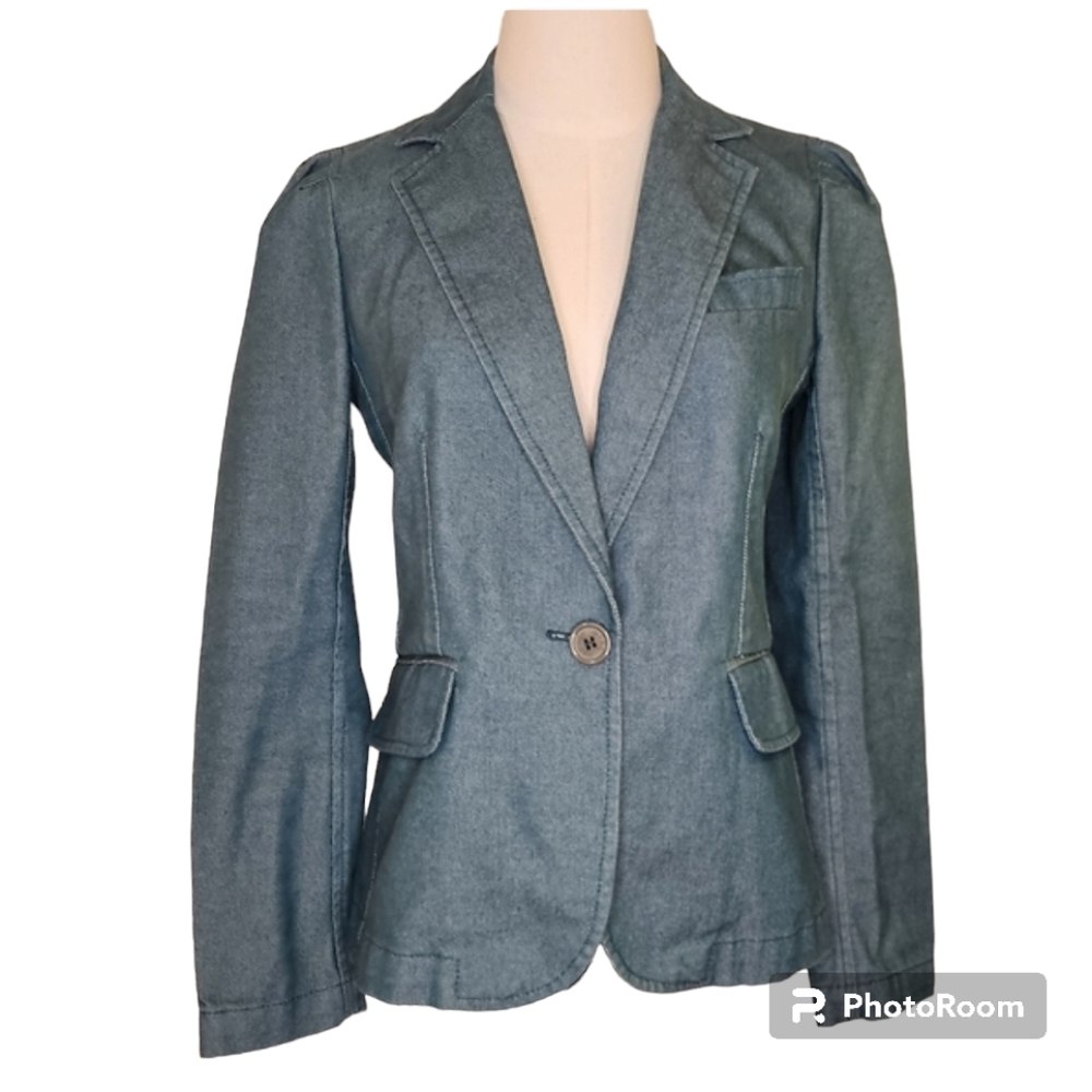 Marc Jacobs Denim Puff Sleeve Blazer Sz 4